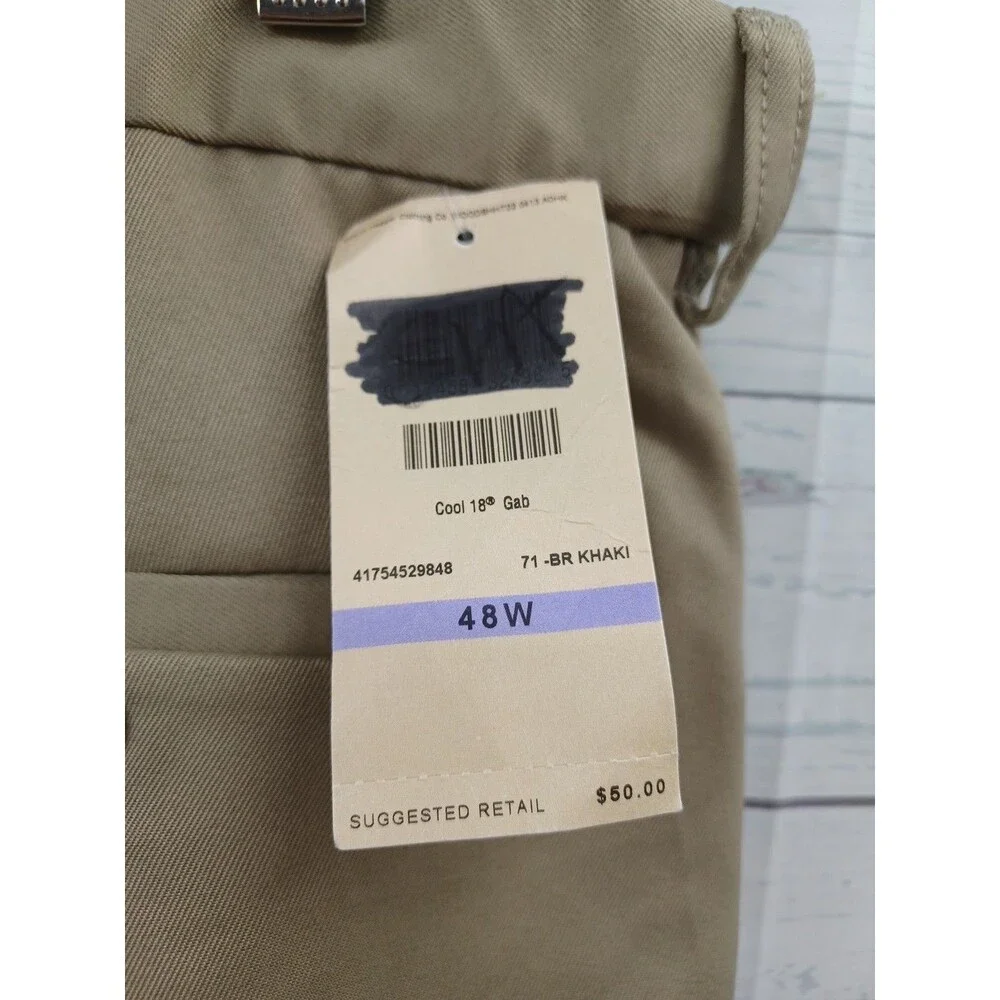 Haggar Big & Tall Cool 18 Gab Performance Shorts 48W Khaki NWT